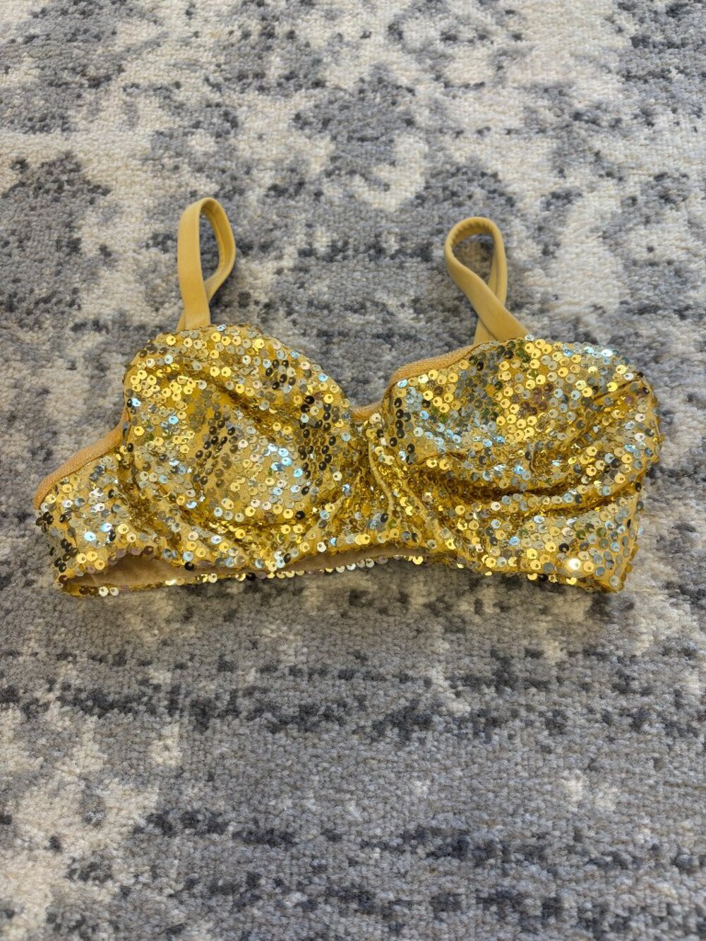 Gold Sequined Bra Top - Dance Costume Small Adult